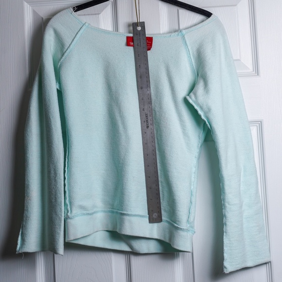 Teal Sweater Boho Off Shoulder Beachy with front pockets - Picture 4 of 5